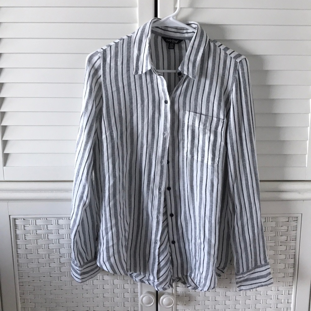 Lucky brand small button down shirt stripes b&w